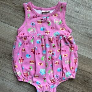 Vintage Carter's Pink Floral/Heart/Ladybug Print Bubble Romper